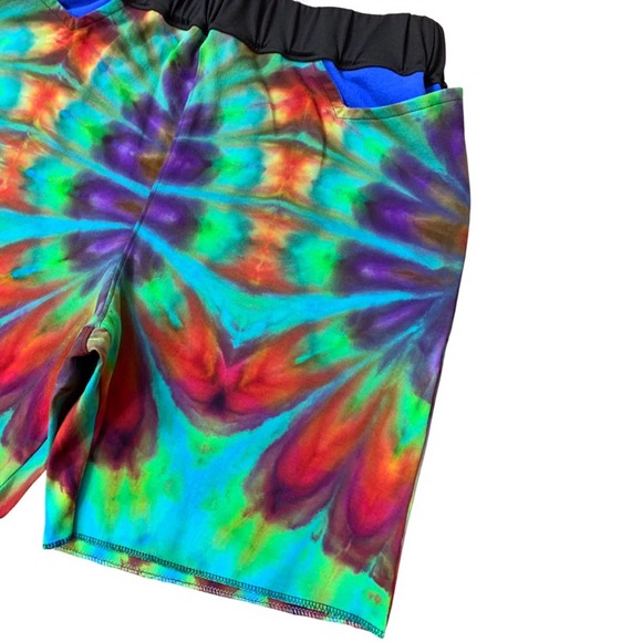 1 of 1 Custom Tie Dye Shorts, fits 32”-38” elastic waistband, reworked shorts - Picture 3 of 6